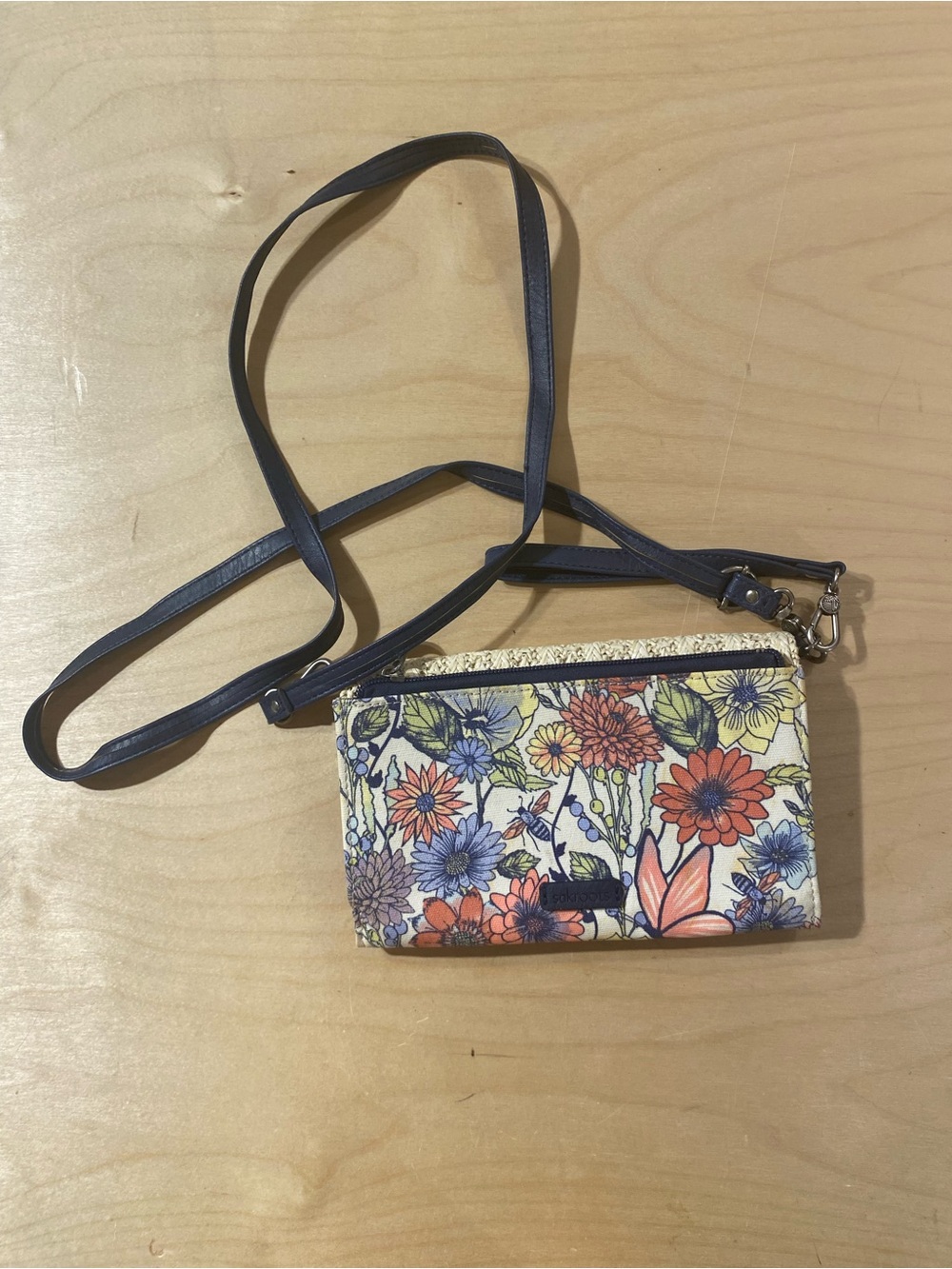 Sakroots Floral Crossbody Wallet - Navy Strap (SL)
